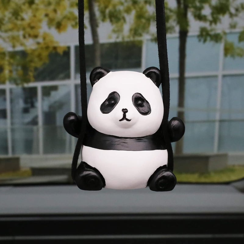 Kiofs Panda Car Hanging Ornament - Swinging Panda Hanging Swing for Rear View Mirror, Funny Car Decor - Image 4